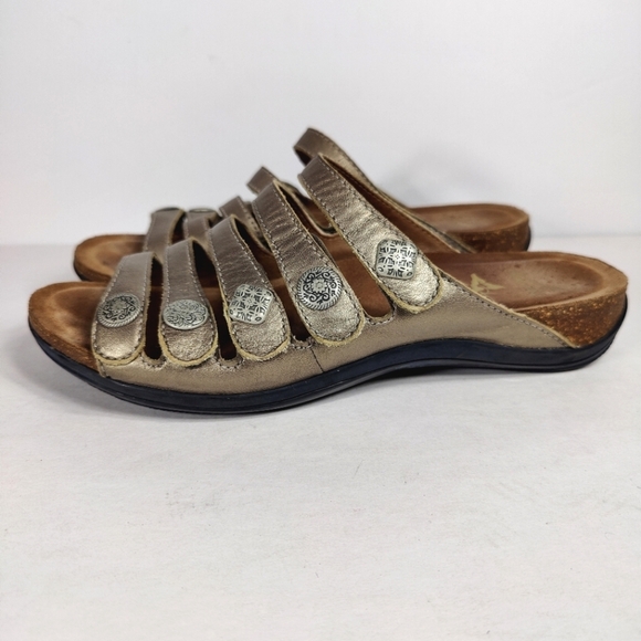 Dansko Janie Sandal Metallic Leather Adjustable Cork Footbed Women's Size 9.5-10 - Picture 1 of 10